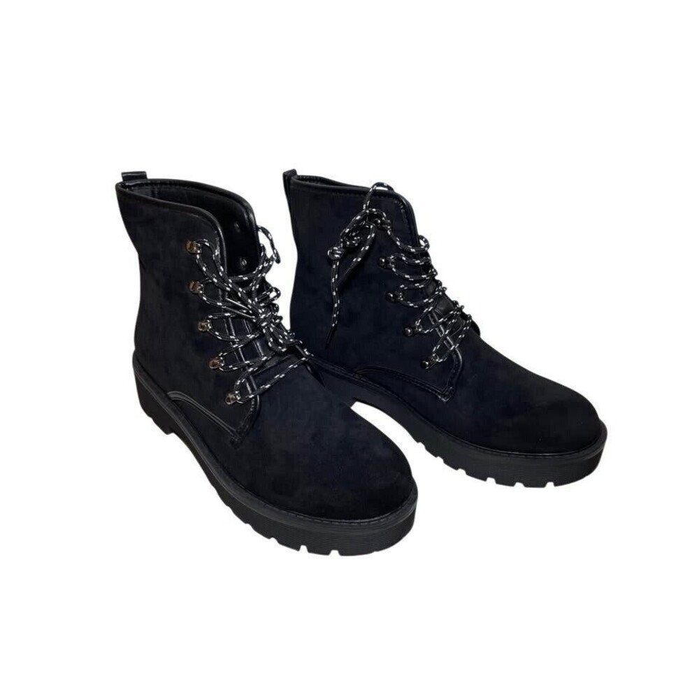 Tintres Women's Ankle Boots Platform Lug Sole Combat Low Block Chunky Heel #11